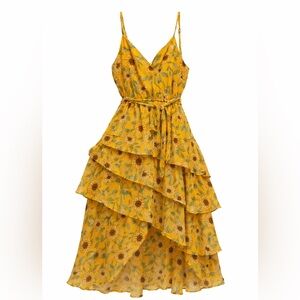 LC Lauren Conrad Yellow Floral High Low Dress